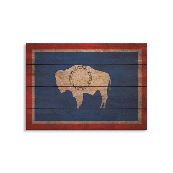 Wile E. Wood 20 x 14 in. Wyoming State Flag Wood Art FLWY-2014